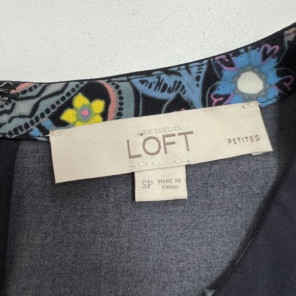Loft Ann Taylor Dress Womens PS Small Petite Floral Mosaic Long Sleeve Back Zip - Picture 7 of 10